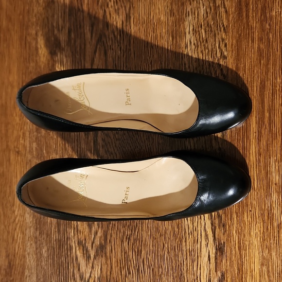 Christian Louboutin Black Leather Heels – Iconic Red Sole, Size 37/7 - Picture 1 of 7
